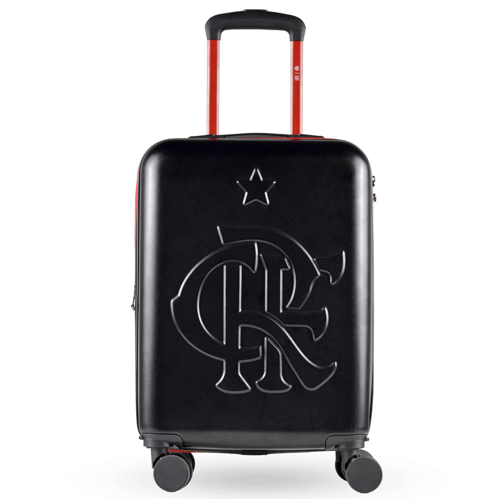 PERSONALIZÁVEL Mala de Bordo 10kg ABS 4 Rodas Flamengo CRF Oficial Preta e Vermelho