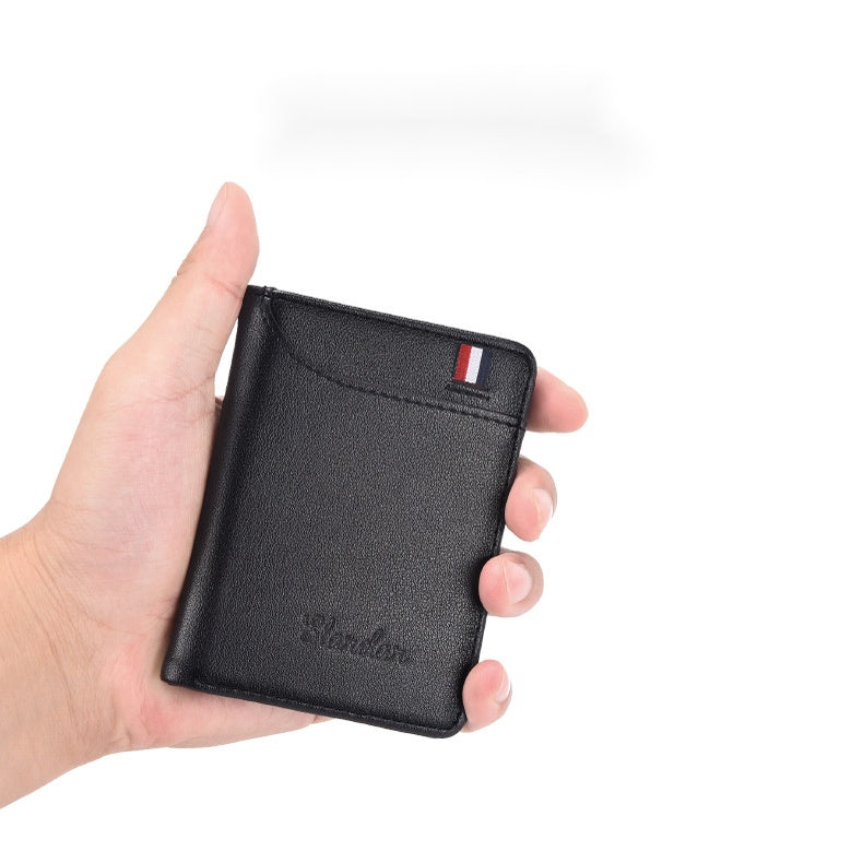 Carteira Masculina Ultrafina Crazy Bag-Porta-Cartões Vertical Fino Bolsa De Couro Pequena Para Uso Diário