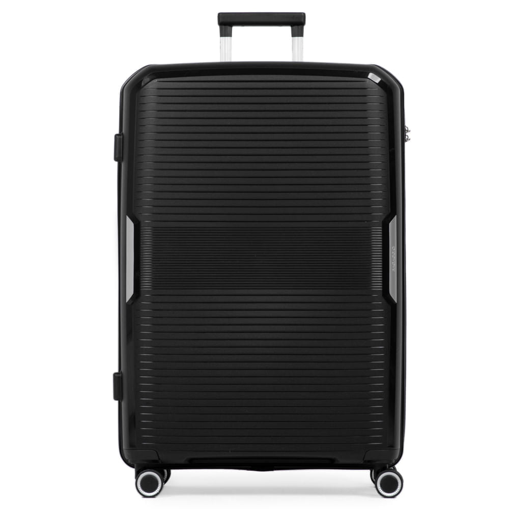 Mala de Viagem Grande 32 Kg Polipropileno 4 Rodas Malta Preta