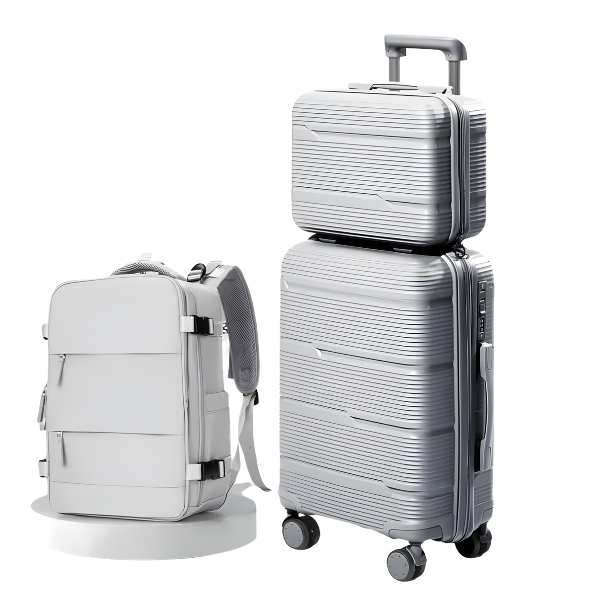 kit Malas De Viagem Feminino Cinza TripVault Trio