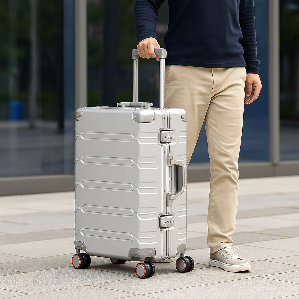 Mala de Viagem AeroTrek Alumínio e Magnésio – Bagagem de Mão com Rodinhas 360°