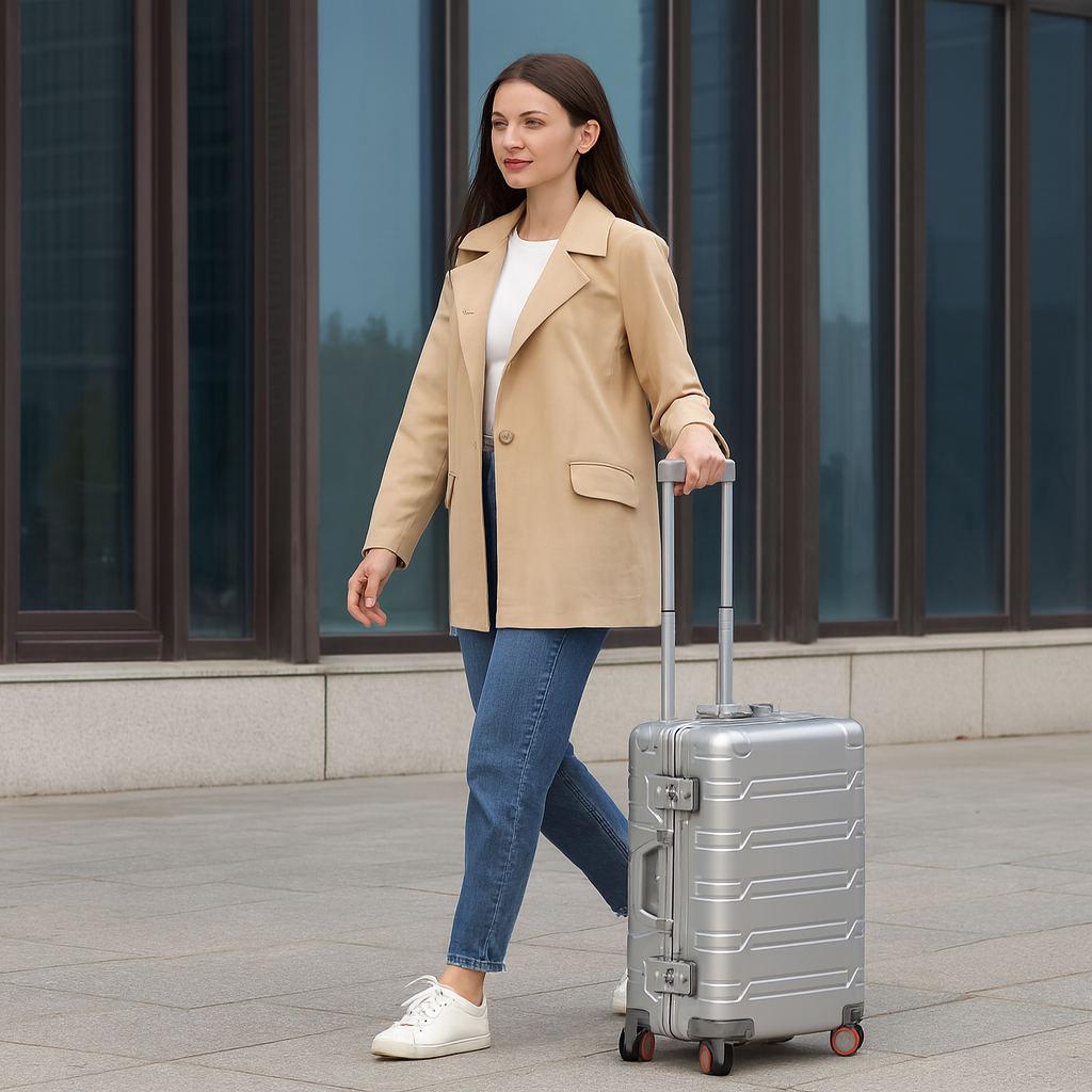 Mala de Viagem AeroTrek Alumínio e Magnésio – Bagagem de Mão com Rodinhas 360°